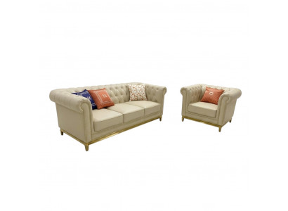 Luxe bankstel Beige bankstel banken fauteuils 3+1 zitter stof design
