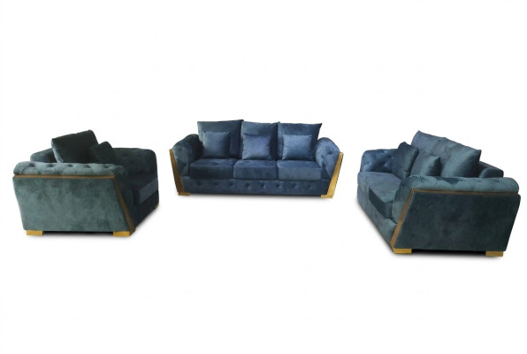 Sofaset Chesterfield Bankstel Set 3+2+1 Meubels Stoffen Bankstellen 3-delig.