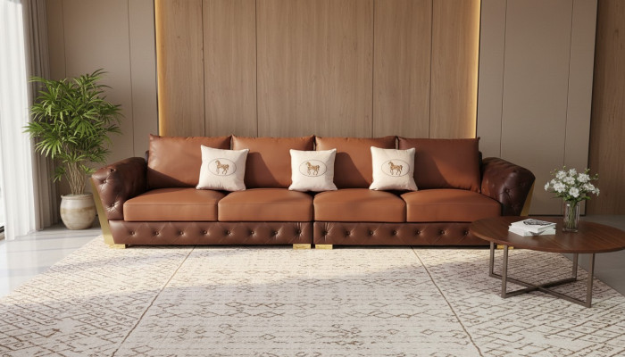 Moderne vijfzits luxe woonkamerbank Chesterfield designbank
