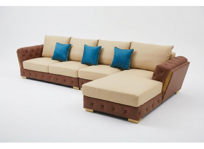 Leren bank Bank Luxe Bank Bekleding Meubels Beige Ontwerp Hoekbank Meubels