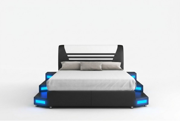 Luxe LED-verlichte slaapkamerbed lederen bed 180x200 meubels bedden.