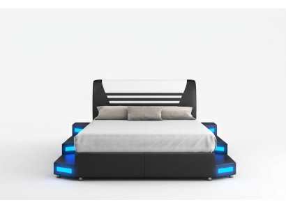Luxe LED-verlichte slaapkamerbed lederen bed 180x200 meubels bedden.