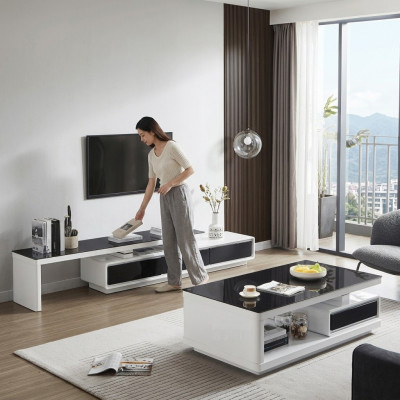 Zwart Wit TV-standaard Luxe dressoir Glazen dressoir Woonkamer meubels