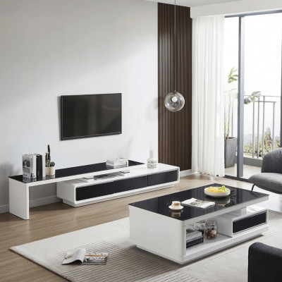 Zwart Wit TV-standaard Luxe dressoir Glazen dressoir Woonkamer meubels