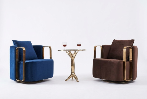 Ronde fauteuil bank roestvrijstalen wachtkamer design meubels