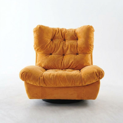 Ontwerp Fauteuil Draaibaar 1-Zits Geel Gestoffeerd Met Oorvoering 1-Zits
