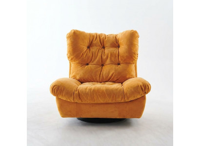 Ontwerp Fauteuil Draaibaar 1-Zits Geel Gestoffeerd Met Oorvoering 1-Zits