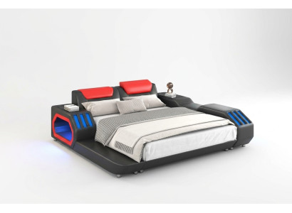 Luxe LED-bedden Verlichte slaapkamer bed Lederen bed 180x200 Meubels
