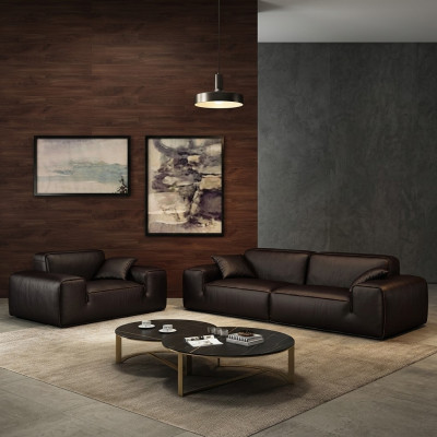 Zwarte loungeset luxe 3+1 zits lederen banken woonkamer meubels