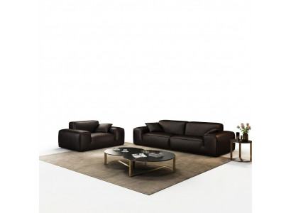 Zwarte loungeset luxe 3+1 zits lederen banken woonkamer meubels