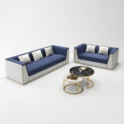 Blauw-witte moderne bankstel 3+2 zits woonkamer luxe bankstellen.