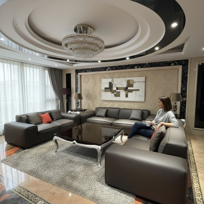 Zwarte premium bankstel 3+3+3 zits luxe woonkamer meubels bank.