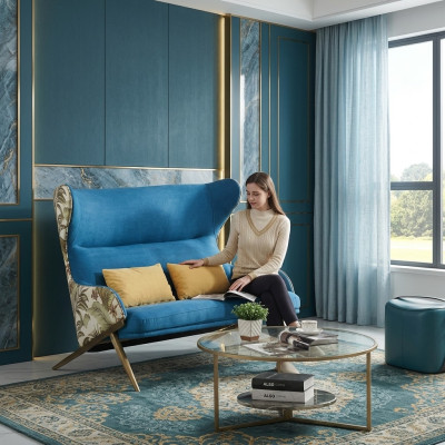 Klassieke 1,5-zits luxe blauwe zitmeubelen woonkamer meubels bank