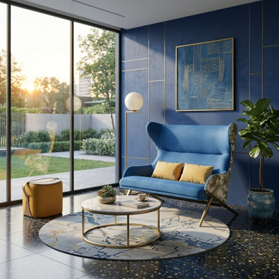 Klassieke 1,5-zits luxe blauwe zitmeubelen woonkamer meubels bank