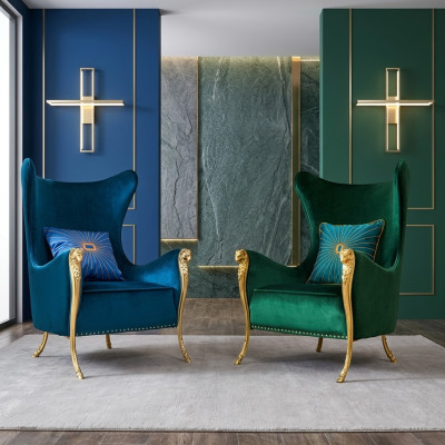 Luxe fauteuil bankstoel eenzitter meubilair hotel ontvangst inrichting kantoor