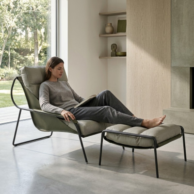 Fauteuil + Hocker Set Luxe Relax Fauteuil Meubelstoel Voetenbank 2-delig.