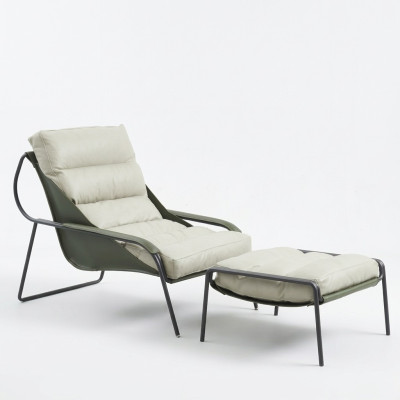 Fauteuil + Hocker Set Luxe Relax Fauteuil Meubelstoel Voetenbank 2-delig.