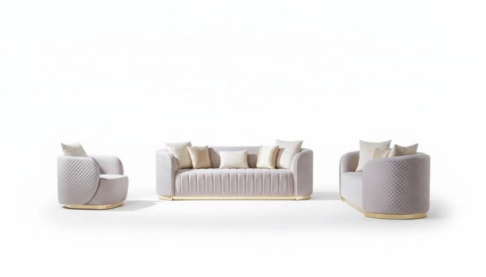 Luxe bankstel Ovaal bankstel set Gestoffeerde meubels 3+2+1 Fluweel Textiel 3-delig.