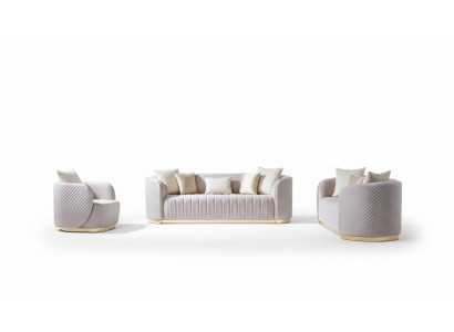 Luxe bankstel Ovaal bankstel set Gestoffeerde meubels 3+2+1 Fluweel Textiel 3-delig.