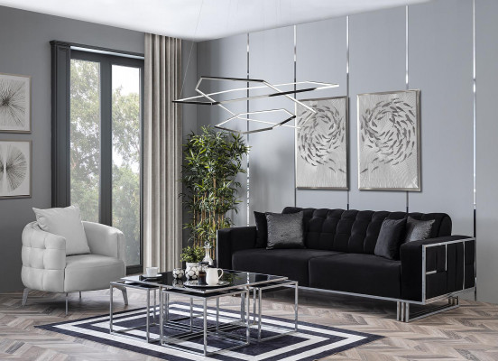 Driepersoons bankbank meubilair inrichting banken banken zwart bekleding
