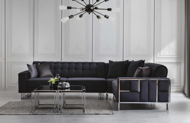 Luxe hoekbank van textiel stoffering Meubels hoekbank met metalen elementen Bank Sofa