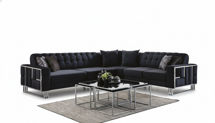 Luxe hoekbank van textiel stoffering Meubels hoekbank met metalen elementen Bank Sofa