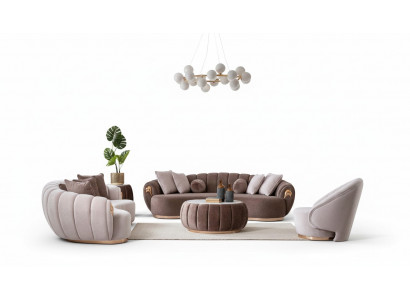 Luxe woonkamerbankstel 3+3+1 zitplaatsen Half ronde bank Sofa met tafel 4-delig.