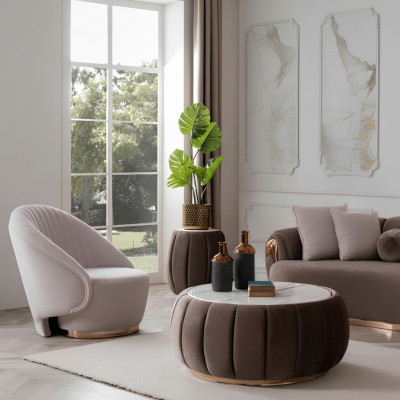 Ronde salontafel met gevoerde tafelblad Salontafels Tafels Meubels
