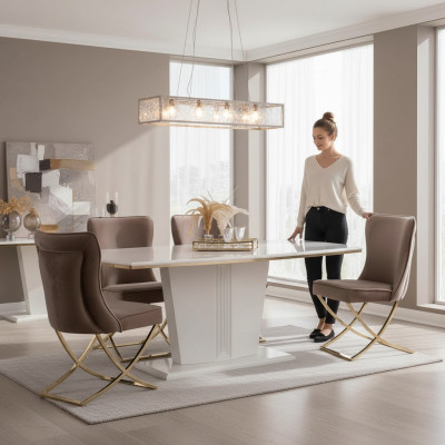 Eettafel set groep eetkamertafel + 4 stoelenset designer meubels