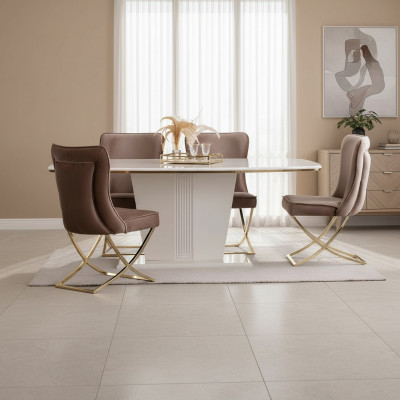 Eettafel set groep eetkamertafel + 4 stoelenset designer meubels