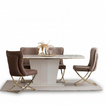 Eettafel set groep eetkamertafel + 4 stoelenset designer meubels