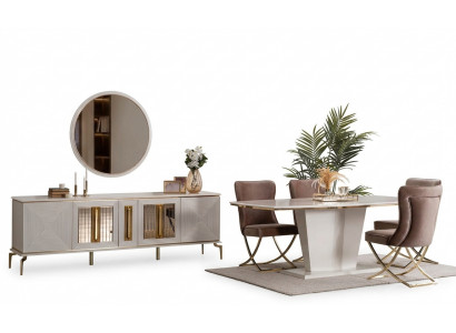 Luxe eetkamer eethoek eettafel set eetgroep tafel stoelen dressoir 7-delig