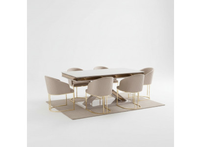Eetkamer set met eettafel en 4 stoelen met leuningen.