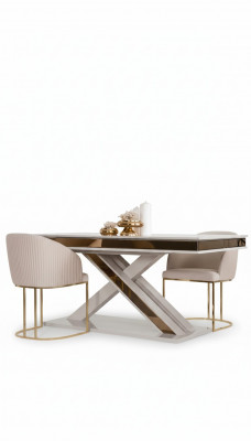 X Benen Eettafel Kolomtafel Luxe Tafels Wit Goud Tafel Meubels Hout X-benen Eettafel Kolomtafel Luxe Tafels Wit Goud Tafel Meubels Hout
