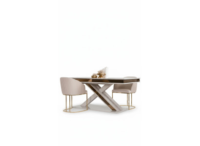 X Benen Eettafel Kolomtafel Luxe Tafels Wit Goud Tafel Meubels Hout X-benen Eettafel Kolomtafel Luxe Tafels Wit Goud Tafel Meubels Hout