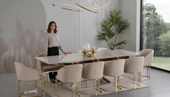 Eetkamer Set Eetgroep Roestvrij Stalen Stoelen 10x Stoel Eettafel Tafel 11-delig
