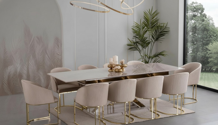 Eetkamer Set Eetgroep Roestvrij Stalen Stoelen 10x Stoel Eettafel Tafel 11-delig