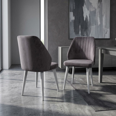 Grijze Moderne Eetkamerstoel Eenpersoons Houten Poten Luxe Meubels Stoelen