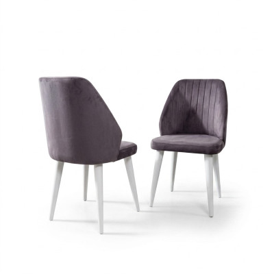 Grijze Moderne Eetkamerstoel Eenpersoons Houten Poten Luxe Meubels Stoelen