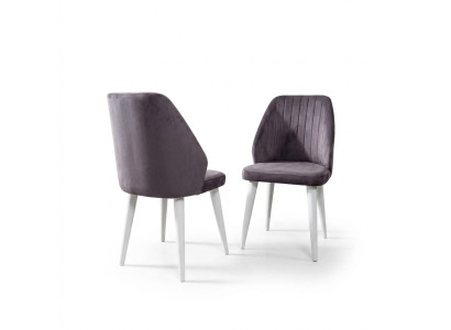 Grijze Moderne Eetkamerstoel Eenpersoons Houten Poten Luxe Meubels Stoelen