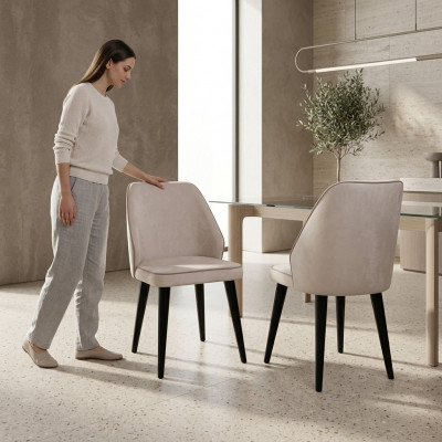 Witte gestoffeerde stoel Luxe eetkamer fauteuil met houten poten Ontworpen meubel