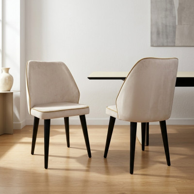 Witte gestoffeerde stoel Luxe eetkamer fauteuil met houten poten Ontworpen meubel