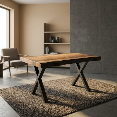 Houten salontafel op zwarte poten voor in uw woonkamer Origineel designmodel