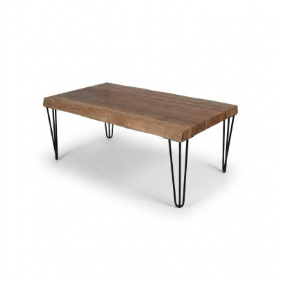 Houten salontafel op zwarte originele poten voor uw woonkamer.