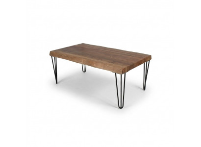 Houten salontafel op zwarte originele poten voor uw woonkamer.