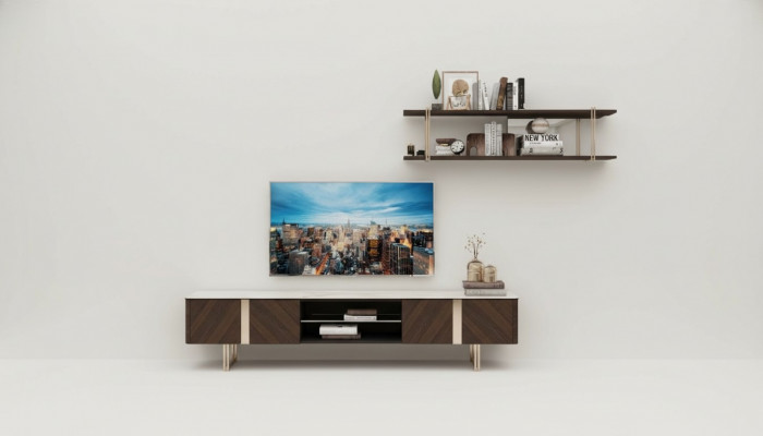 Moderne woonkamer wandkast planken woonkamer meubel televisiestandaard bruin