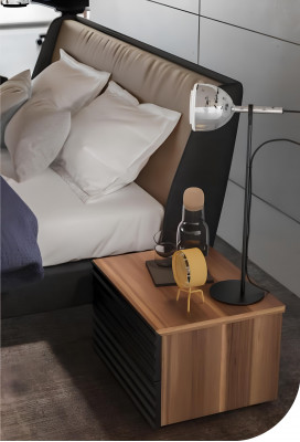 Slaapkamer set Bed 2x Nachtkastje Compleet meubilair Bedden Walnoot Natuur
