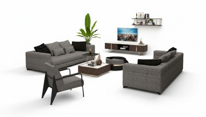 Grijze fauteuil roestvrijstalen poten Moderne woonkamer meubels Fauteuil Bank