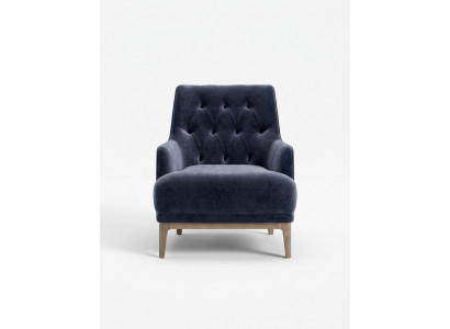 Blauwe Exclusieve Chesterfield Fauteuil Woonkamer Eenpersoons Houten Frame