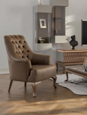 Bruine Chesterfield luxe bankstel Moderne driepersoons fauteuil Textiel
